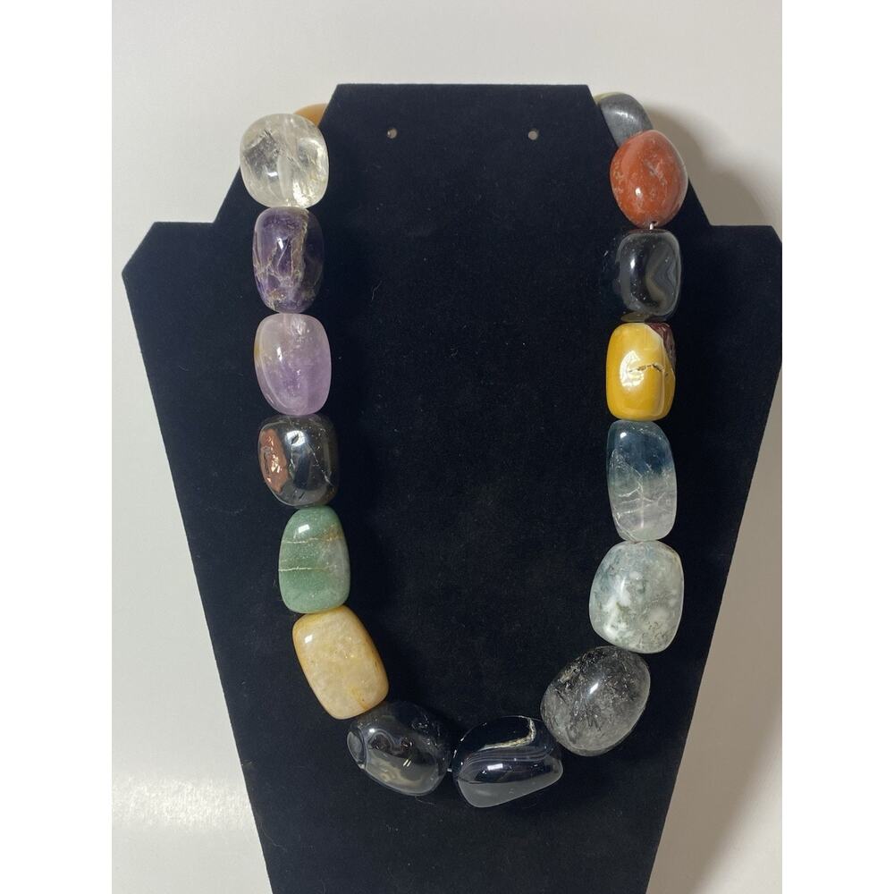 Multi Colored Multi Gemstone Beaded Necklace - image 1